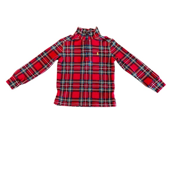 Polo Ralph Lauren Red and Green Plaid Kids Pullover Quarter Zip Size 3T - Picture 1 of 8